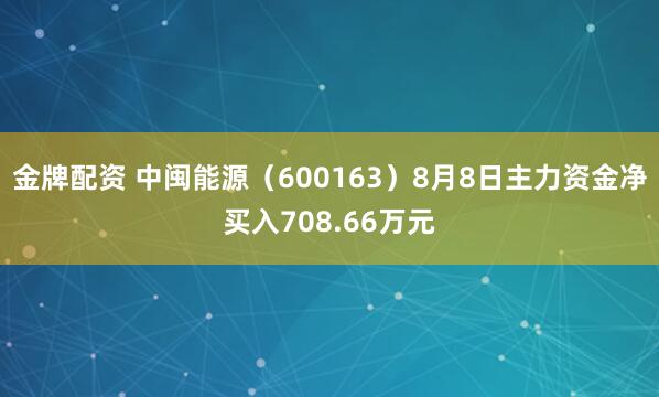 金牌配资 中闽能源（600163）8月8日主力资金净买入708.66万元